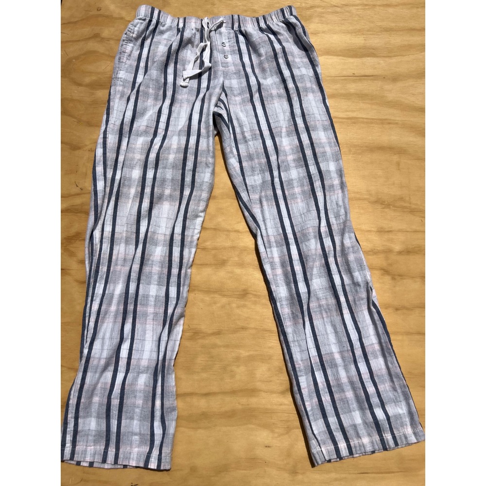 Stars Above Perfectly Cozy Flannel Pajama Pants Grey Navy Pink Plaid Small